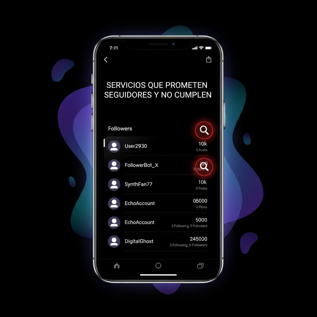 Servicios que prometen seguidores y no cumplen (2025)